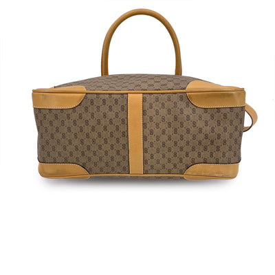 Gucci Vintage Beige Monogram Canvas Satchel Bag with Strap