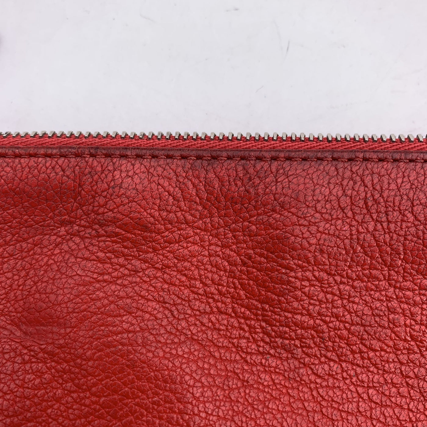 Givenchy Red Leather Antigona Zip Clutch Pouch Purse