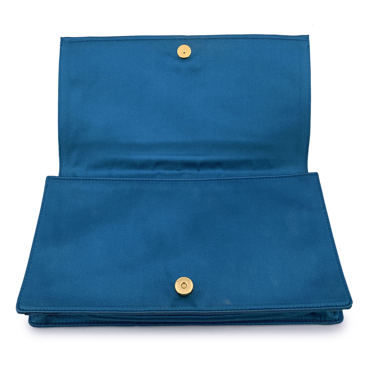 Prada Teal Blue Satin Evening Clutch Bag Pochette BP0181