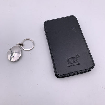 Montblanc Accessory Set of Stainless Steel Keyring Black Leather Case