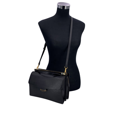 Fendi Black Leather Demi Jour Bag Tote Handbag with Shoulder Strap