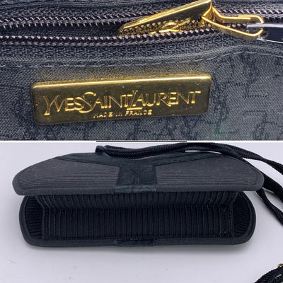 Yves Saint Laurent Vintage Black Ribbed Fabric Shoulder Bag