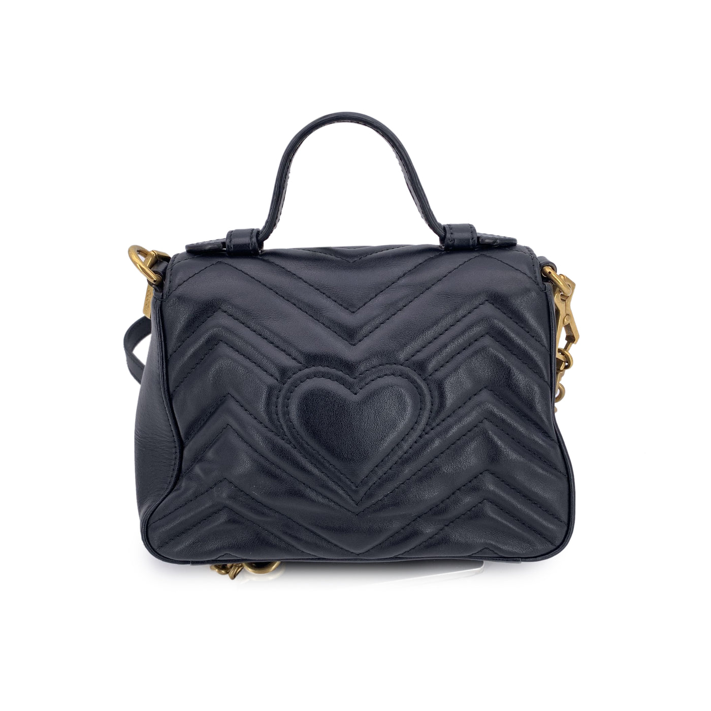 Gucci Black Quilted Leather GG Marmont Crossbody Bag with Handle