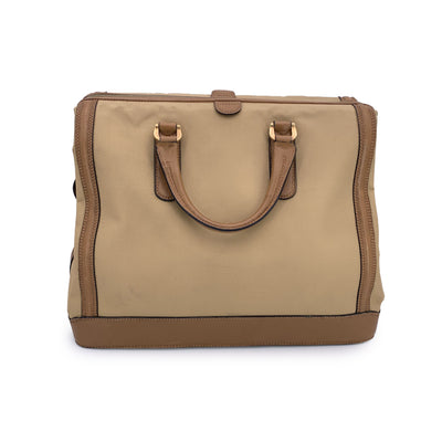 Gucci Vintage Beige Canvas and Leather Weekend Travel Carry-on Bag