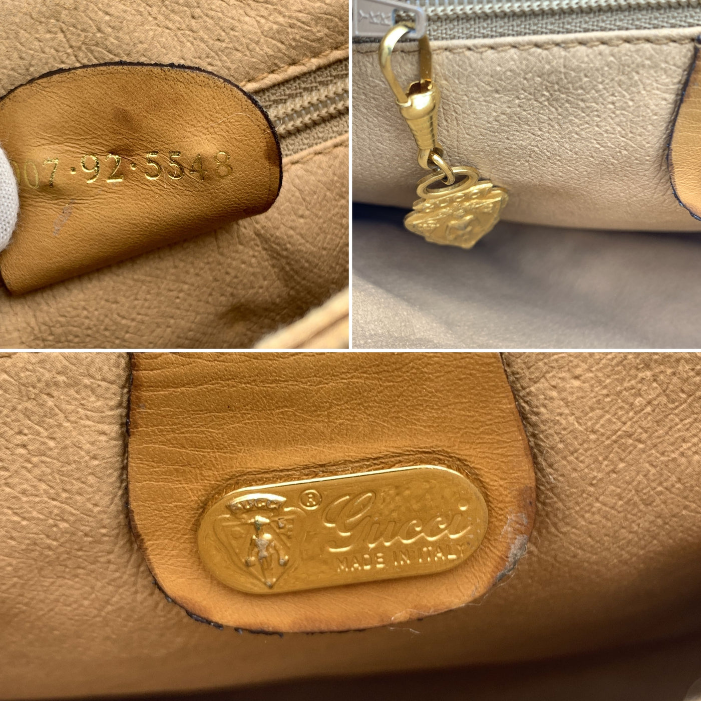 Gucci Vintage Beige Monogram Canvas Leather Small Flap Shoulder Bag
