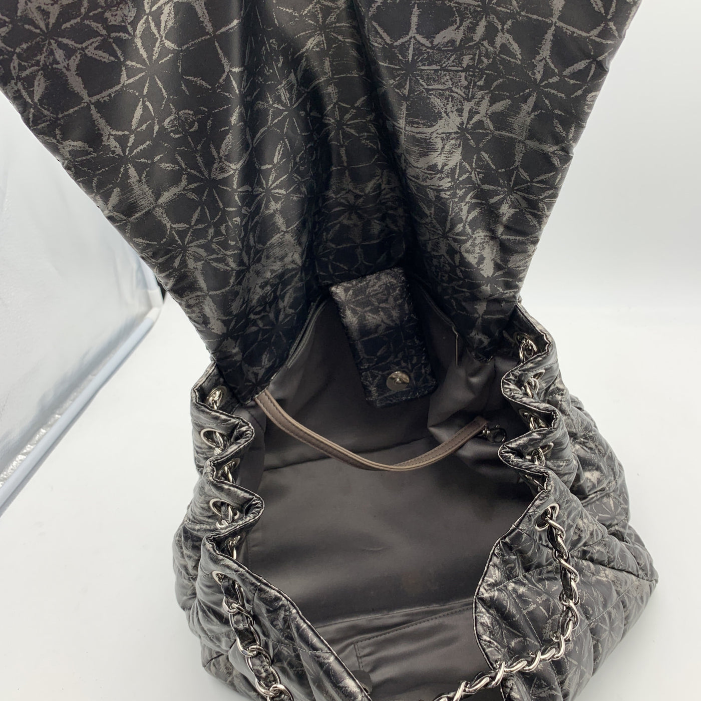 Chanel Rock in Moscow Abstract Print Nylon Accordion Flap Bag