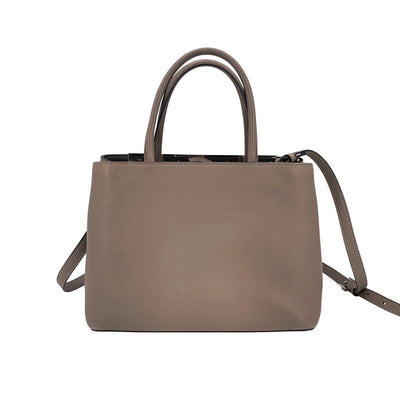 Fendi Grey Leather Petite 2 Jours Tote Handbag with Shoulder Strap
