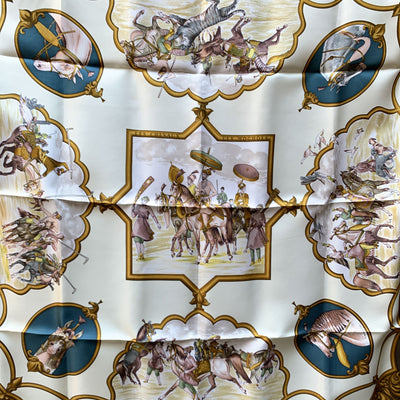 Hermes Paris Silk Scarf Les Chevaux des Moghols 1993 De Fougerolle