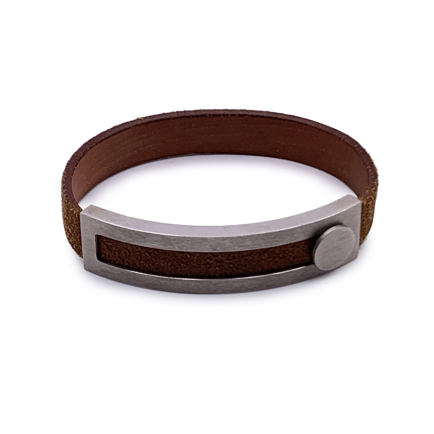 Hermes Paris Brown Leather Pousse Pousse Bracelet Silver Metal