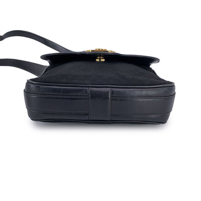 Gucci Vintage Black Monogram Canvas and Leather Shoulder Bag