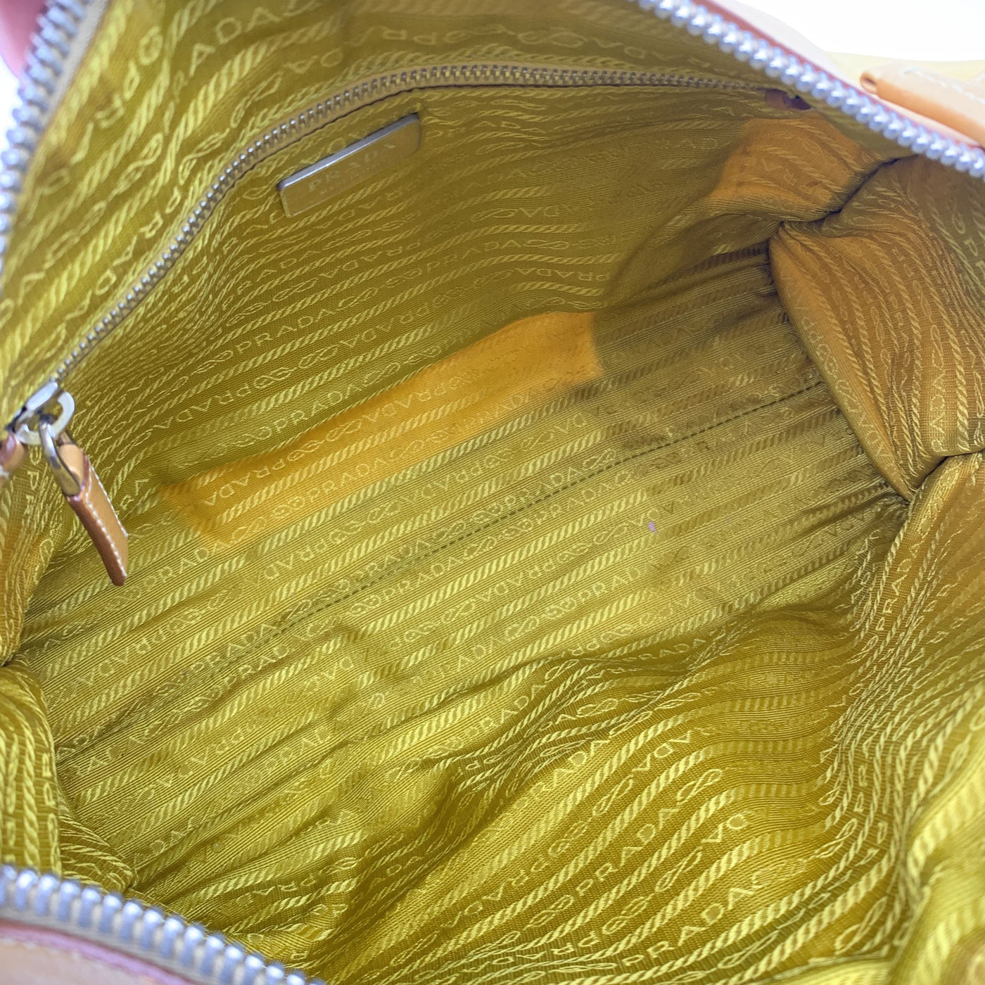 Prada Yellow Nylon and Leather Satchel Bag Handbag with Strap