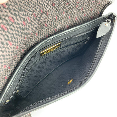 Yves Saint Laurent Vintage Grey BlackTextured Canvas Clutch Bag