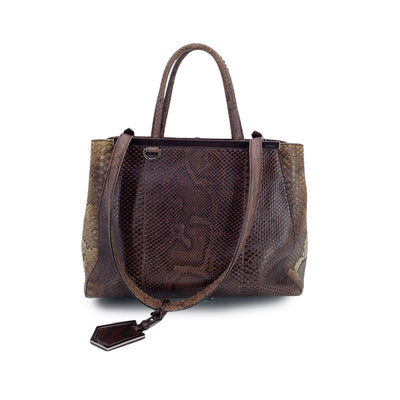 Fendi Brown Leather 2Jours Tote Handbag with Shoulder Strap