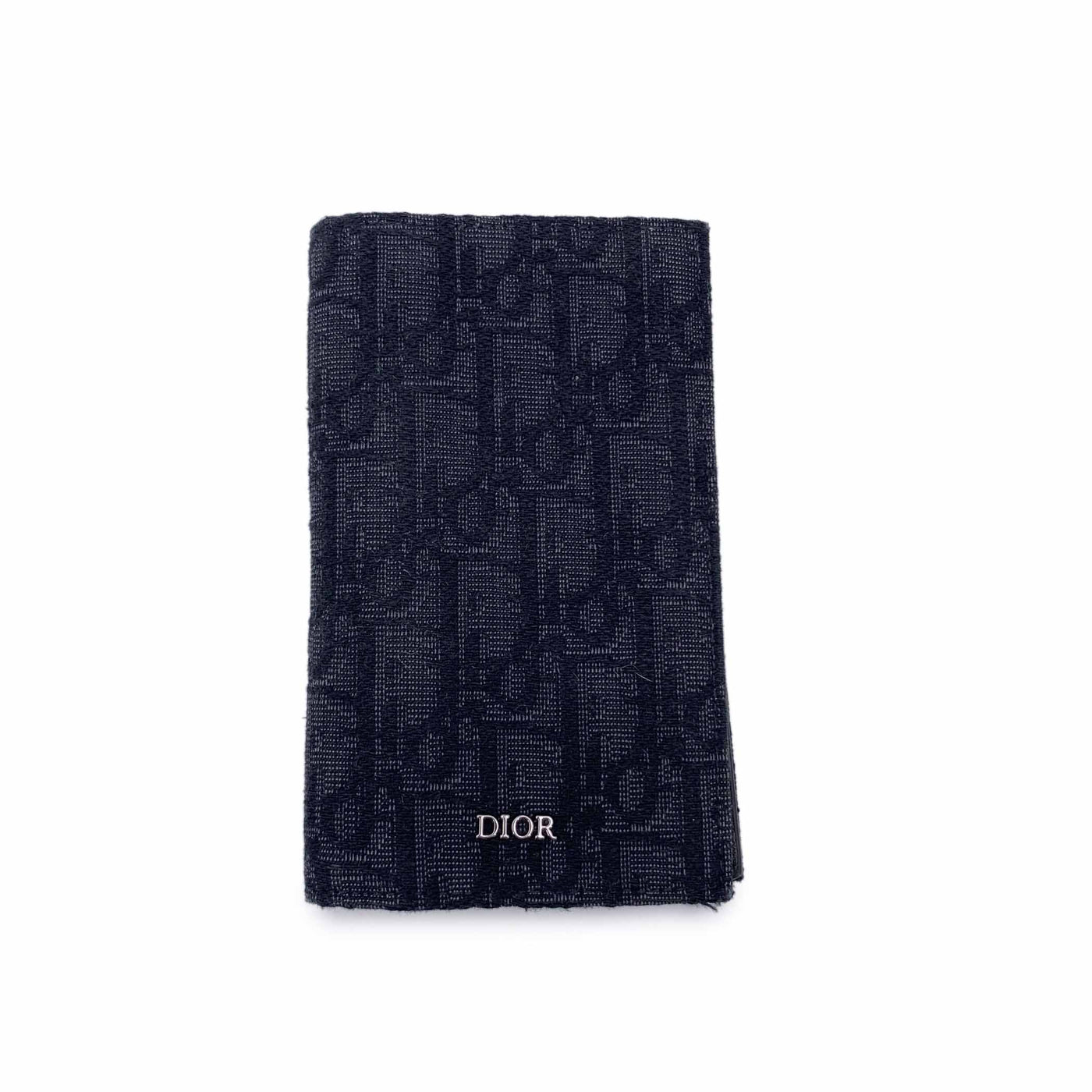 Christian Dior Black Jacquard Canvas Bi-Fold Vertical Card Holder