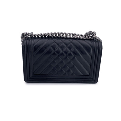 Chanel Black Bi-Quilted Leather Medium Boy Shoulder Bag