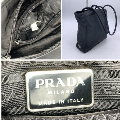 Prada Black Nylon Tessuto Tote Shoulder Bag