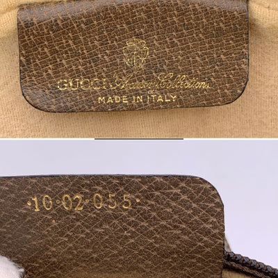 Gucci Vintage Brown Monogram Ophidia Web Zip Crossbody Bag