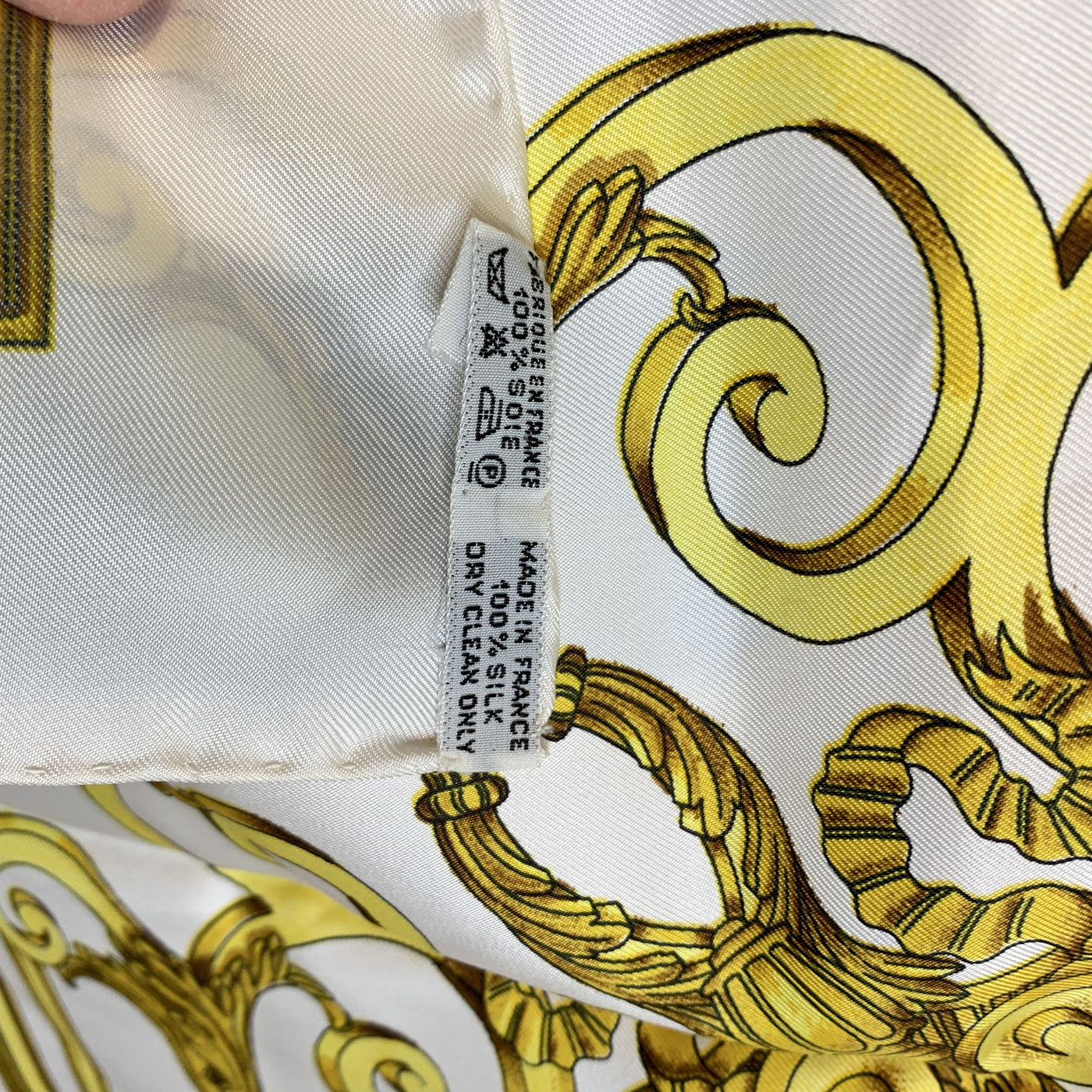 Hermes Vintage White Silk Les Tuileries Scarf 1990 Joachim Metz