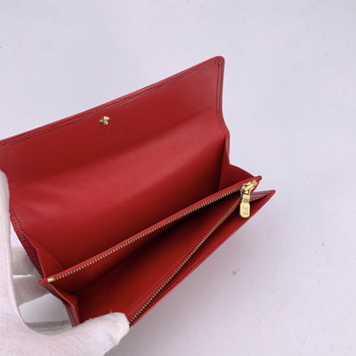 Louis Vuitton Vintage Red Epi Leather Sarah Continental Long Wallet