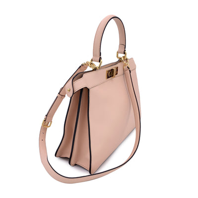Fendi Pink Leather Peekaboo ISeeU Medium Top Handle Satchel Bag
