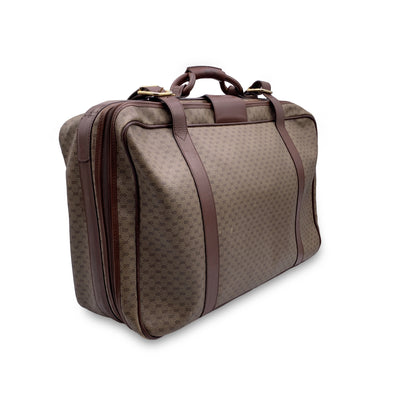 Gucci Vintage Beige Monogram Canvas Travel Bag Suitcase