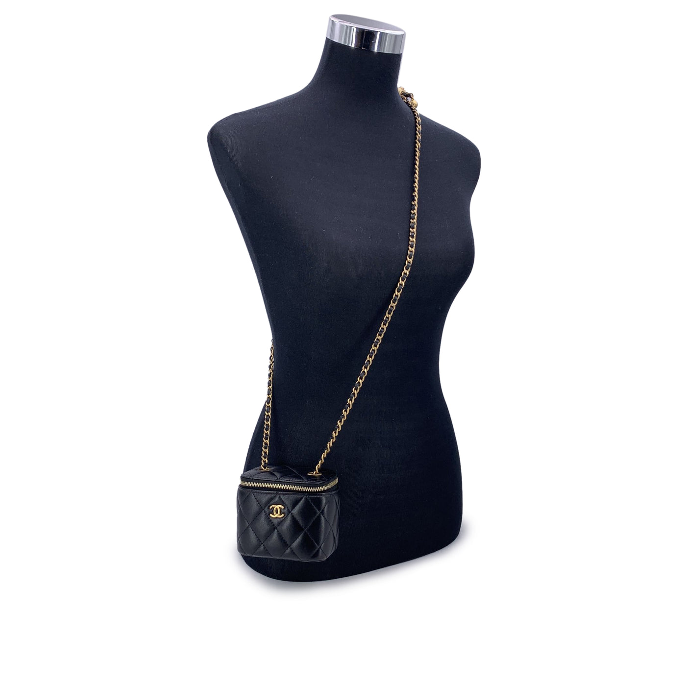 Chanel Black Quilted Leather Mini Vanity Case Crossbody Bag