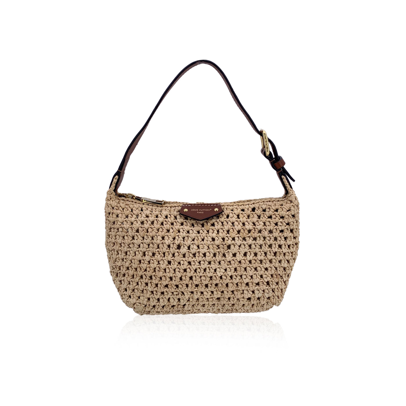Louis Vuitton Beige Raffia Straw Hills Pochette Shoulder Bag M14304