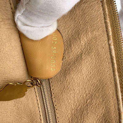Gucci Vintage Beige Monogram Canvas Satchel Bag with Strap