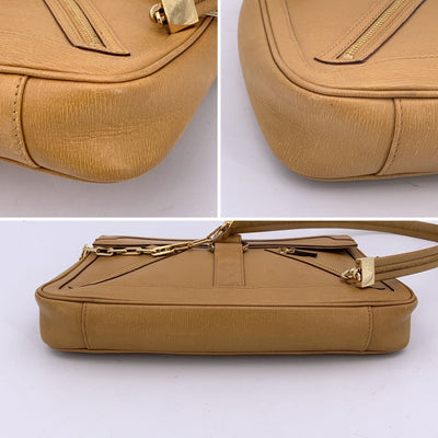 Gucci Beige Leather Zip Pockets Shoulder Bag