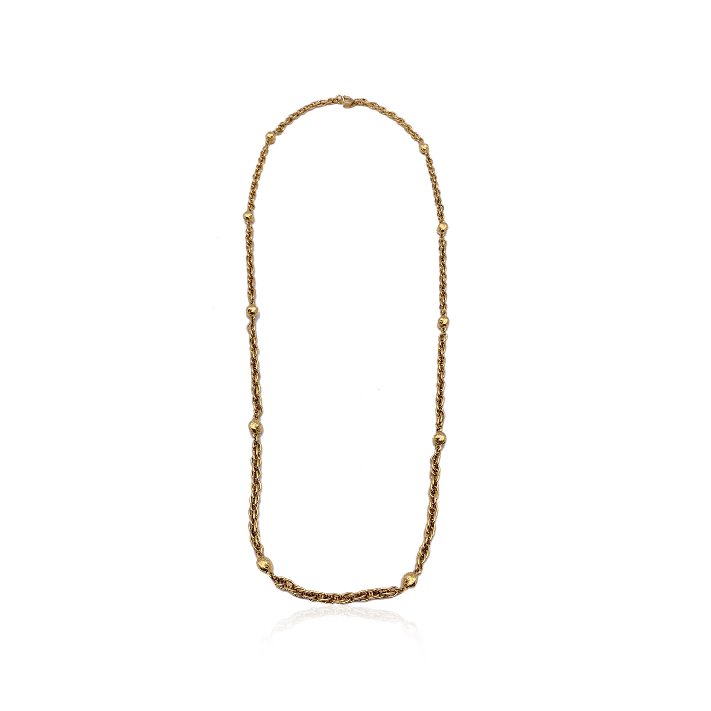 Chanel Vintage Gold Metal Chain Necklace with Metal Ball Beads 1980s