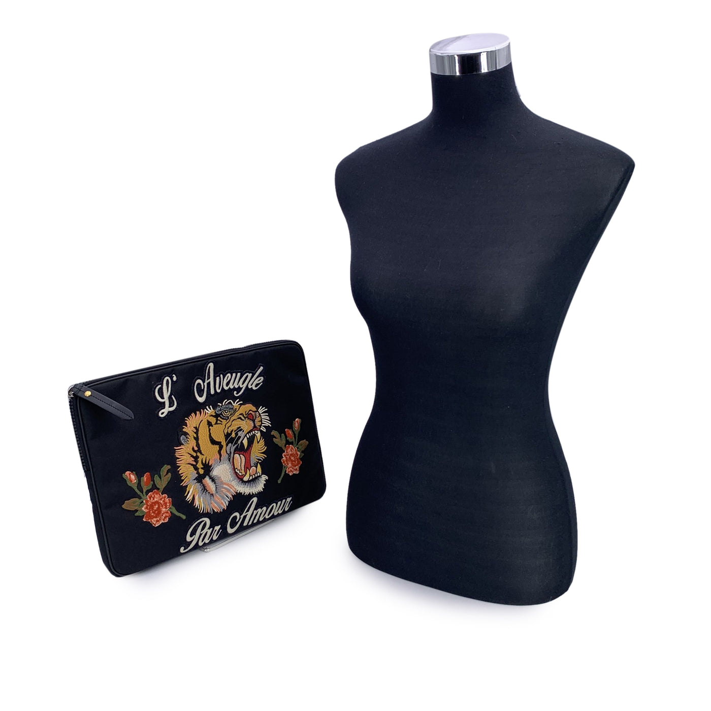 Gucci Black Nylon L'Aveugle Par Amour Laptop Computer Case