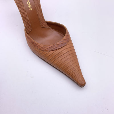 Sergio Rossi Light Brown Leather Pointed D'Orsay Heels Size 37.5