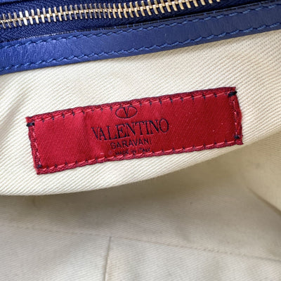 Valentino Garavani Blue Leather Rockstud Tote Shoulder Bag