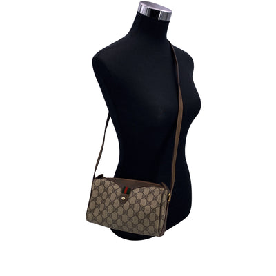 Gucci Vintage Brown Monogram Canvas Small Zip Crossbody Bag
