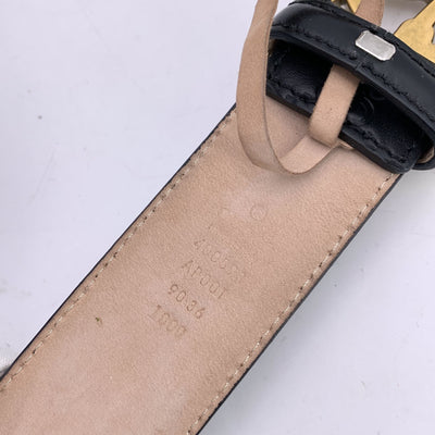 Gucci Black Guccissima Leather Marmont Belt Crystal GG Buckle 90/36