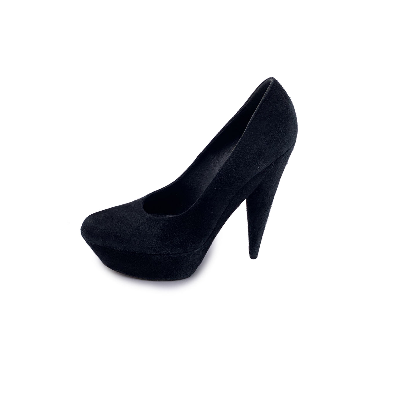 Yves Saint Laurent Black Suede Close Toe Platform Pumps Heels 40