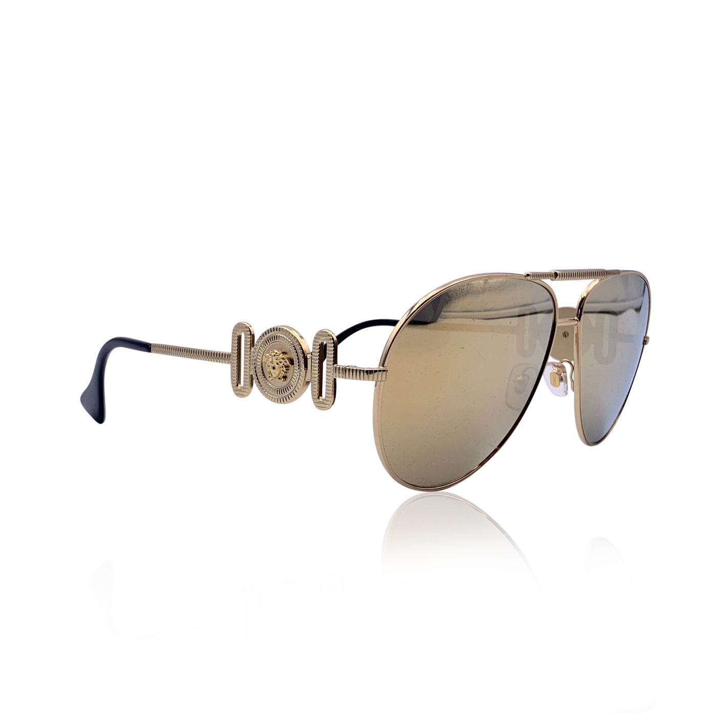 Versace Gold Metal Aviator Medusa Sunglasses Mod. 2249 65/14