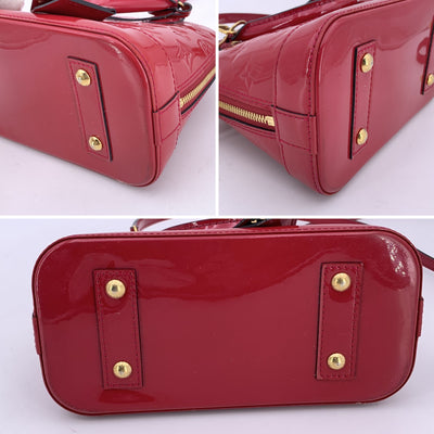Louis Vuitton Red Monogram Vernis Alma BB Bag Handbag with Strap