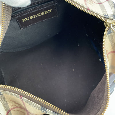 Burberry Beige Haymarket Check Canvas Chester Small Boston Bag