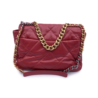 Chanel Red Quilted Leather Maxi 19 Flap Shoulder Bag