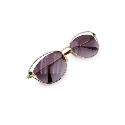 Valentino Vintage Gold Metal Green Sunglasses Mod. V390 54/17 135mm
