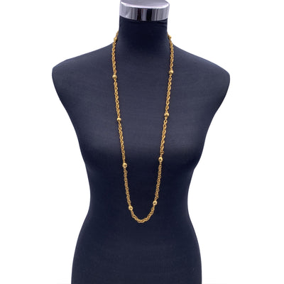 Chanel Vintage Gold Metal Chain Necklace with Metal Ball Beads 1980s