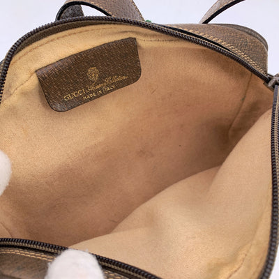 Gucci Vintage Brown Monogram Ophidia Web Zip Crossbody Bag
