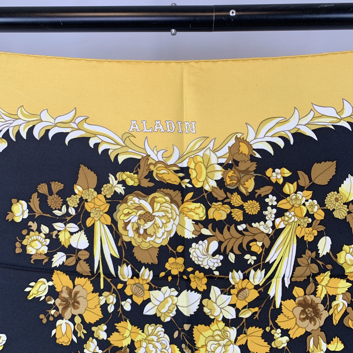 Hermes Vintage Yellow Silk Scarf Aladin 1972 Francoise Heron
