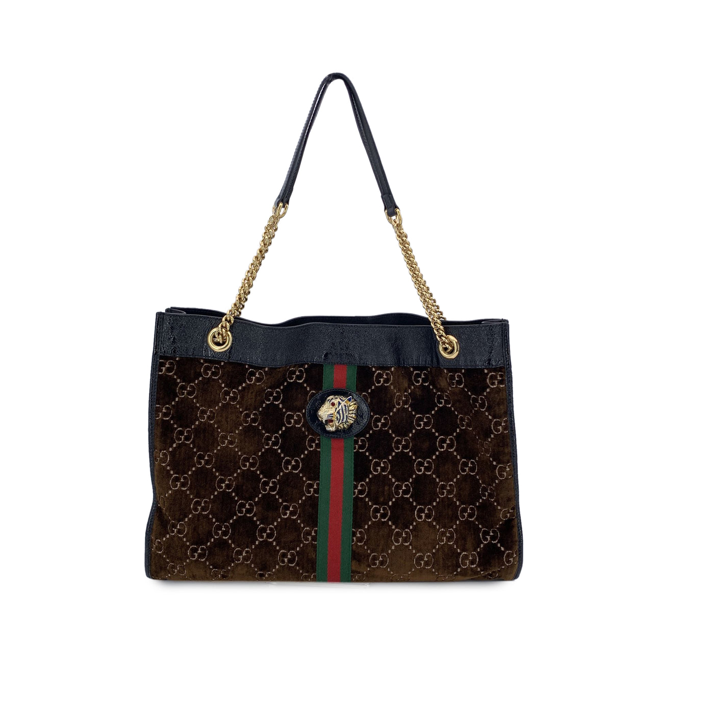 Gucci Brown Monogram Velvet Large Rajah Tote Shoulder Bag