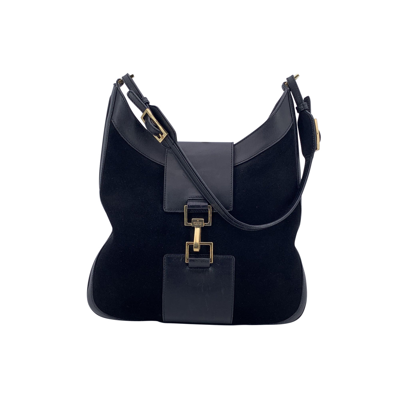 Gucci Black Suede and Leather Hobo Shoulder Bag