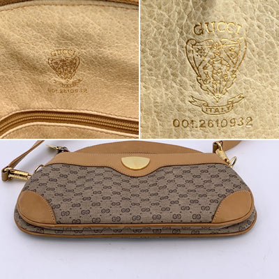 Gucci Vintage Beige Monogram Canvas Semi Round Crossbody Bag