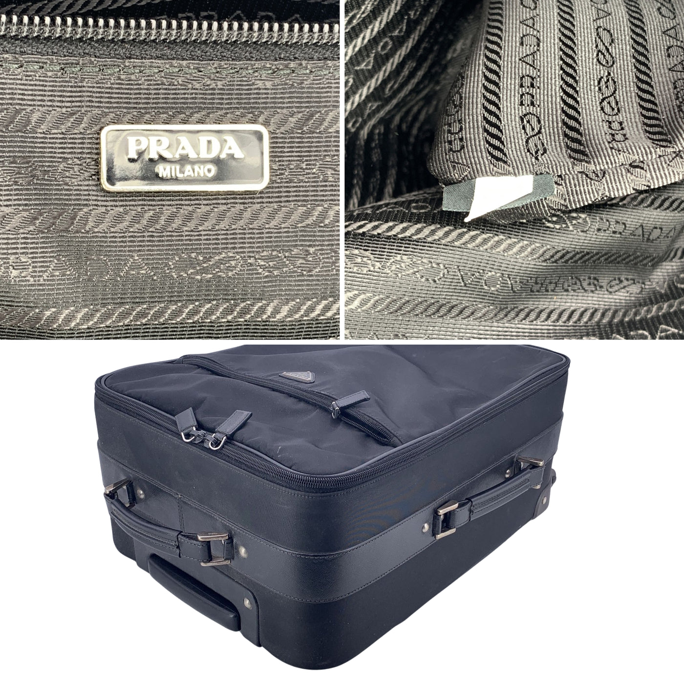 Prada Black Nylon Rolling Suitcase Trolley Luggage Travel Bag