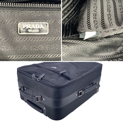 Prada Black Nylon Rolling Suitcase Trolley Luggage Travel Bag