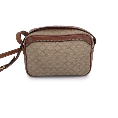 Celine Vintage Beige Macadam Canvas Small Crossbody Bag